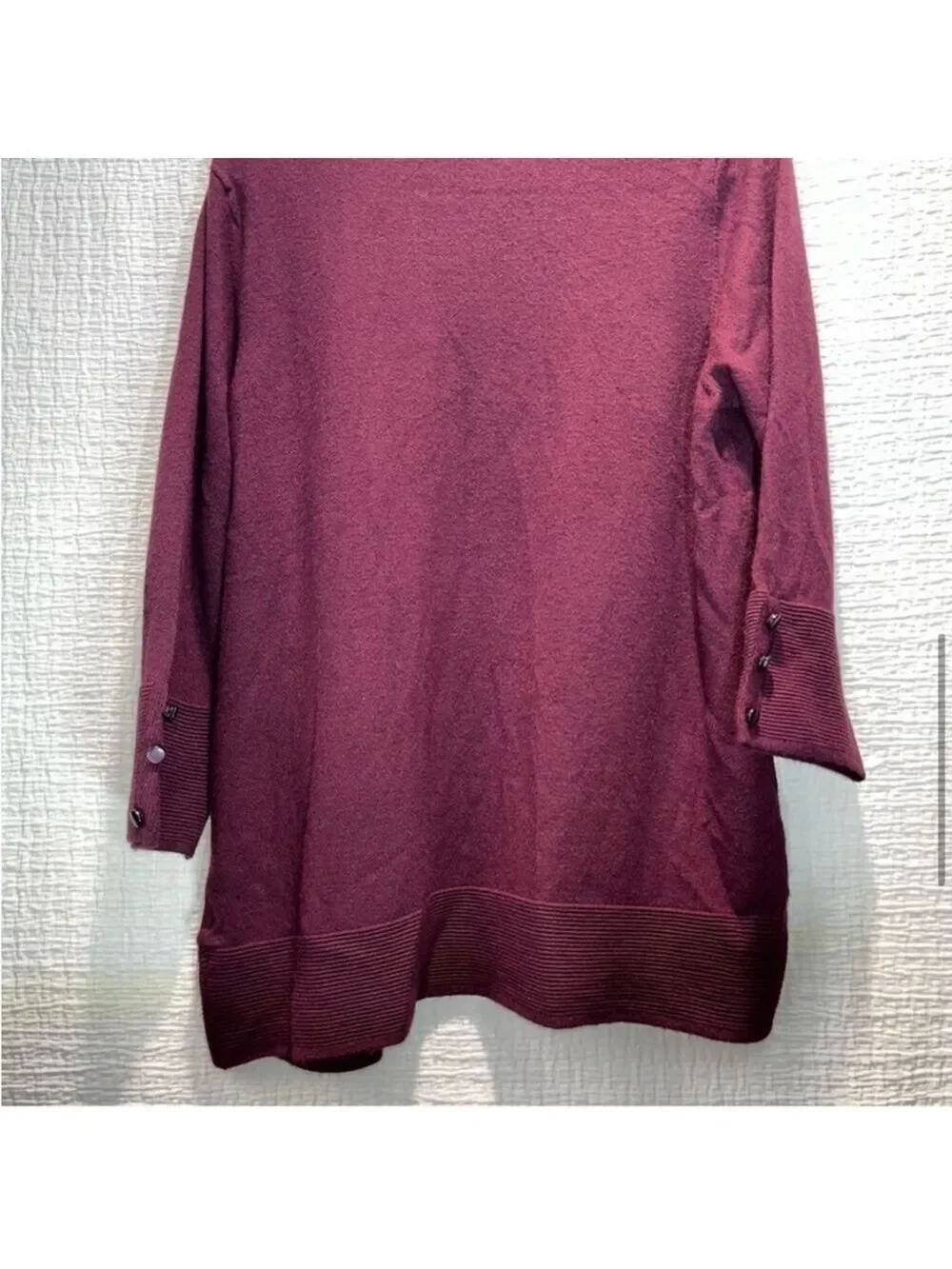 Evolution by Cyrus Ribbed Open Front Cardigan Burgundy Ancho Chili Red Medium